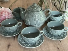 Théière avec 5 tasses à thé Barbotine Vert