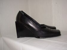 TEXTO Chaussures compensées P.38 (chausse grand = 38,5/39) cuir noir