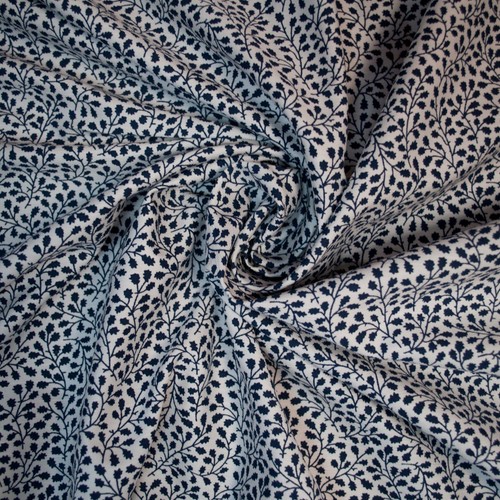 Tissu coton floral - , bleu