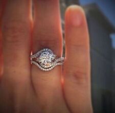 Bague de fiançailles tourbillon sertie de 2,80 carats coupe ronde Moissanite ...