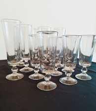 Verres Artisanaux Art Déco En Verre Soufflé + Plateau Verre Dépoli 