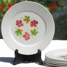 Lot 6 assiettes plates en faïence Digoin Sarreguemines modèle Pampres ø 23,5 cm