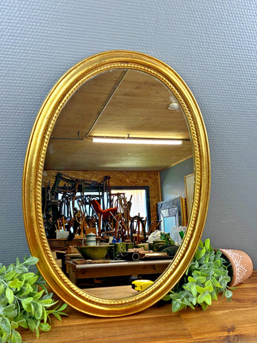 Miroir ovale bois doré - en,