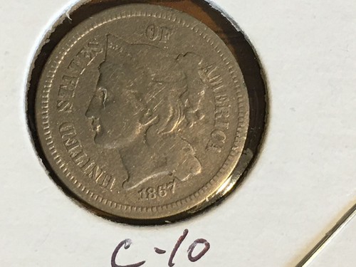 1867 three cent - nickel, coin/