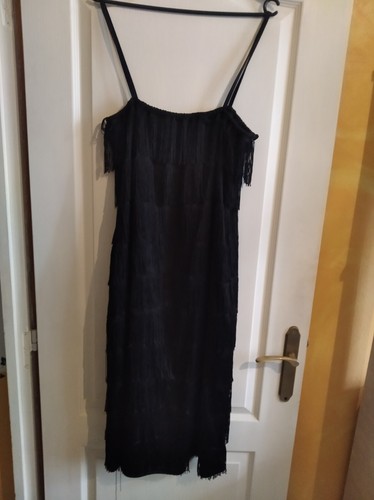 Robe noire courte franges - courte, à