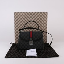 Balenciaga Sac à main et à bandoulière en jacquard de toile noire 45322971