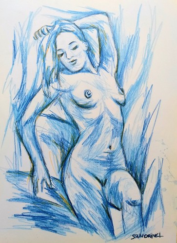 Femme nue seins nus - , dessin