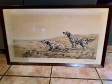 Leon Danchin tableau chasse 2 chiens a l'arret