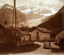Mont-Blanc Glacier d’Argentière Voiture Photo Stereo Plaque de verre Vintage 