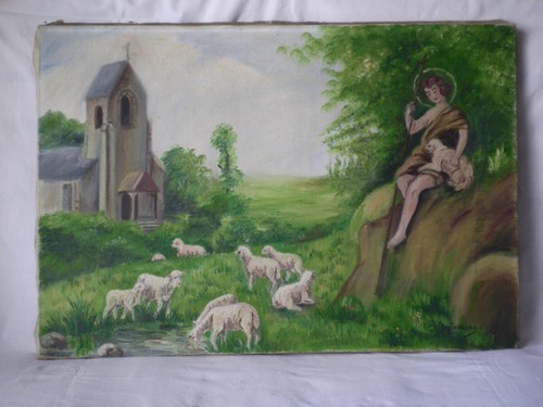 Peinture sur toile bergère - peinture,