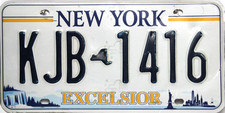 Plaque D'Immatriculation USA Originale KJB 1416 New York Exelsior