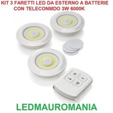 3 Spots LED 3W 6000K Télécommande Feux Camping-Car Cuisine Meuble Adhésif Maison