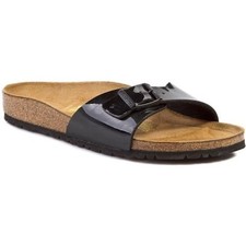 BIRKENSTOCK MADRID PATENT BLACK NOIR VERNI SANDALES LARGEUR ETROITE