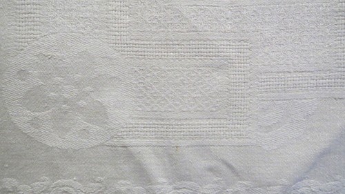 Nappe ancienne damassee lin - en,