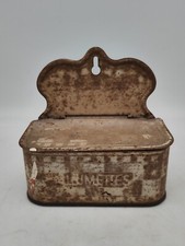 Ancienne boîte à allumettes en tôle vintage à suspendre,à rénover