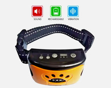 Collier Anti-Aboiement pour Chien Rechargeable USB 7 Niveaux Vibration orange