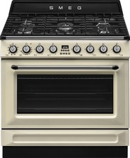 SMEG TR90GMP CUISINE 90CM VICTORIA 5 ZONES FOUR ÉLECTRIQUE MULTIFONCTION CRÈME À