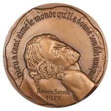 France médaille Année Sainte 1975 Dieu a tant aimé le monde... par Simon bronze