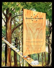 Original 1940's "General Plywood" Vintage Magazine Print Ad Forest Art by Thulin