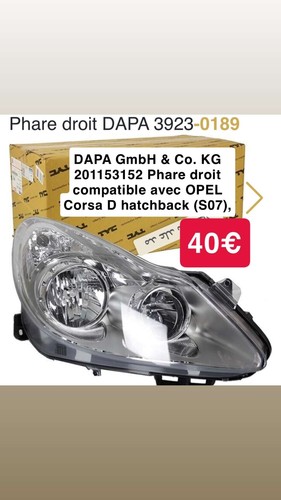 Phare avant gauche - gauche, droit