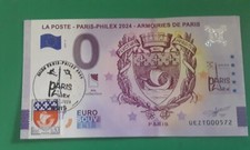 Billet 0 Euro UEZT-6  LA POSTE Paris Philex 2024 blason Paris+ tampon rond PJ