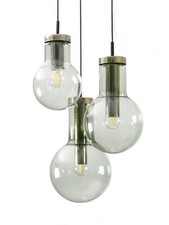 Grand Luminaire Vintage Raak Années 1960 - Verre Fumé / Chrome - Maxi Bulb