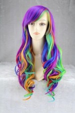 Apanphy Cosplay Perruque colorée Long ondulé Arc Perruque de Cheveux Femme