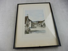 Ancien dessin / lithographie, Jean Pierre Rémon, village en Alsace