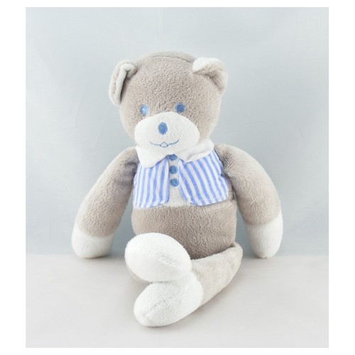 Doudou ours gris - blanc, gilet