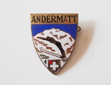 ANCIEN INSIGNE BROCHE SKI "ANDERMATT" SUISSE