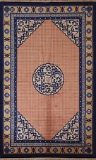 Tapis Chinois Art Déco Géométrique Vintage 5'x8' En Laine Tissé À La Main