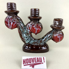 ➜Beau bougeoir 3 branches en céramique signé VALLAURIS design ancien/vintage