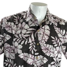 Cooke Street Chemise Hawaïenne Grand Fleurs Feuille Vignes Inverse Noire Imprimé