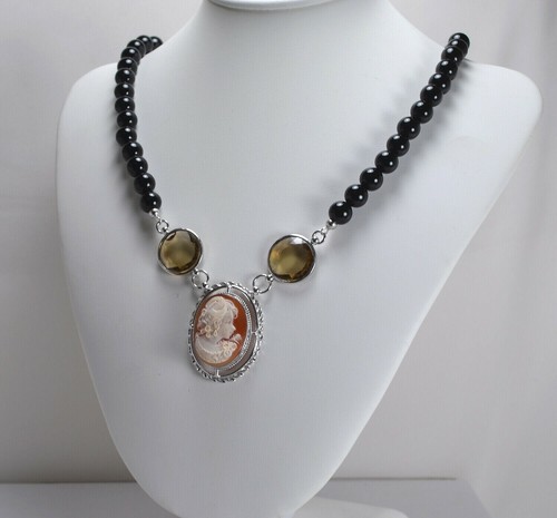 Collier argent camée - collier,