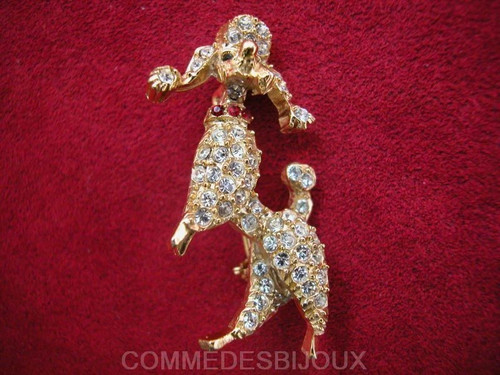 Broche vintage chien caniche - broche,