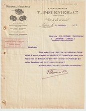 lettre à en tête 1921 FOURNIER Paris 20e matériel d'incendie pompiers extincteur