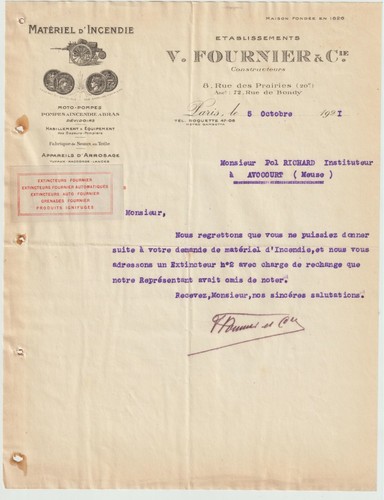 Lettre tête 1921 - à, en