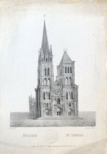 Lithographie Ancienne Église Saint-Denis Basilique Charles MOTTE XIXe Renoux