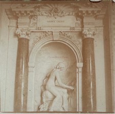 FRANCE Évian-les-Bains Statue Source Cachat 1907 Photo Plaque Stereo Vintage §n3