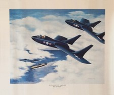 Chance Vought F-7U Cutlass (aviation US Navy fighter) fine original print 1952