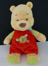 F2. Doudou PELUCHE DISNEY NICOTOY WINNIEROUGE JAUNE VERT rond vert oiseau TTBE