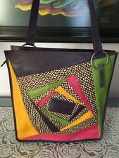 Cabas en cuir et paille tressée