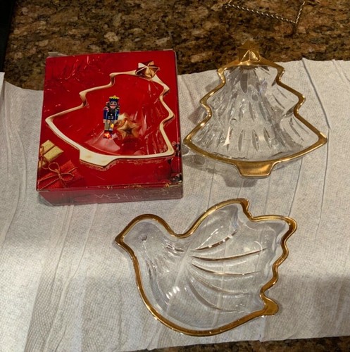Gold trim glass candy dishes - gold,