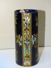 -ANCIEN VASE ROULEAU GIEN EMAILLE 1930 cassé recollé à restaurer COLLECTION DECO