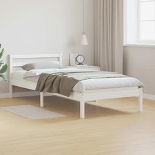 Cadre de Lit Bois Massif de Pin Blanc 120x200 cm Sommier Double Adulte vidaXL
