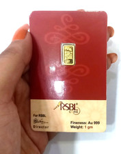 1 Grammes 24Kt 999 Pureté Véritable Or Rectangle Lingot Barre Joint Paquet Rsbl