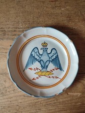 Assiette Empire Aigle Couronné Faïence Waly/Islettes XIXe + Note Historique 1899