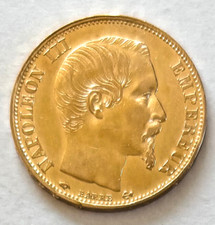 Pièce 20 Francs Or NAPOLÉON III Tête nue 1859 A. Belle Monnaie de collection SUP