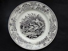 Assiette parlante faïence fine GIEN scène galante nous sommes pris v.1830 XIXè