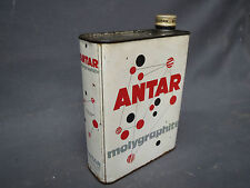Ancien bidon d'huile ANTAR Molygraphite garage vintage annees 1950 automibile